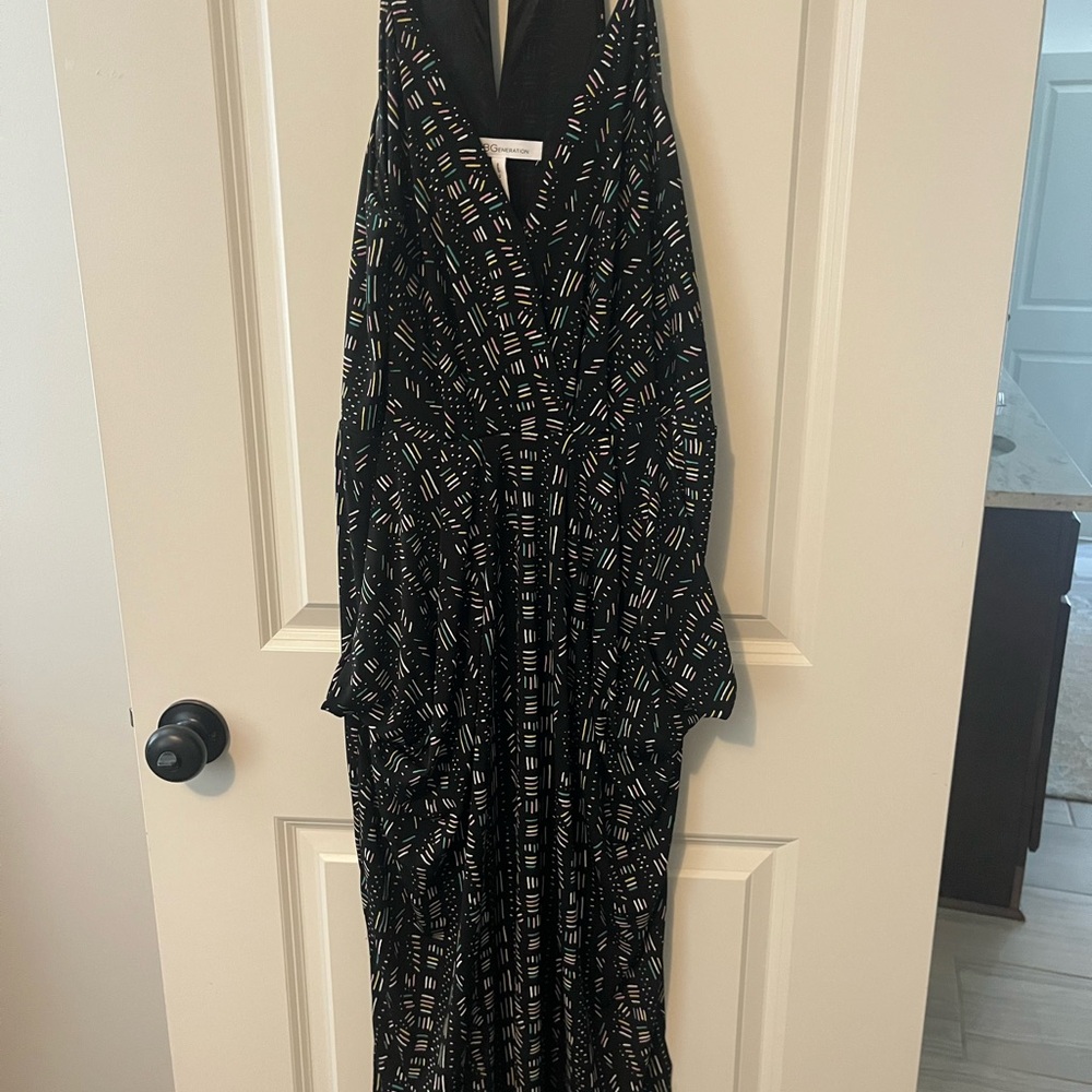 Bcbgeneration Black Geometric Spaghetti Strap Dre… - image 1